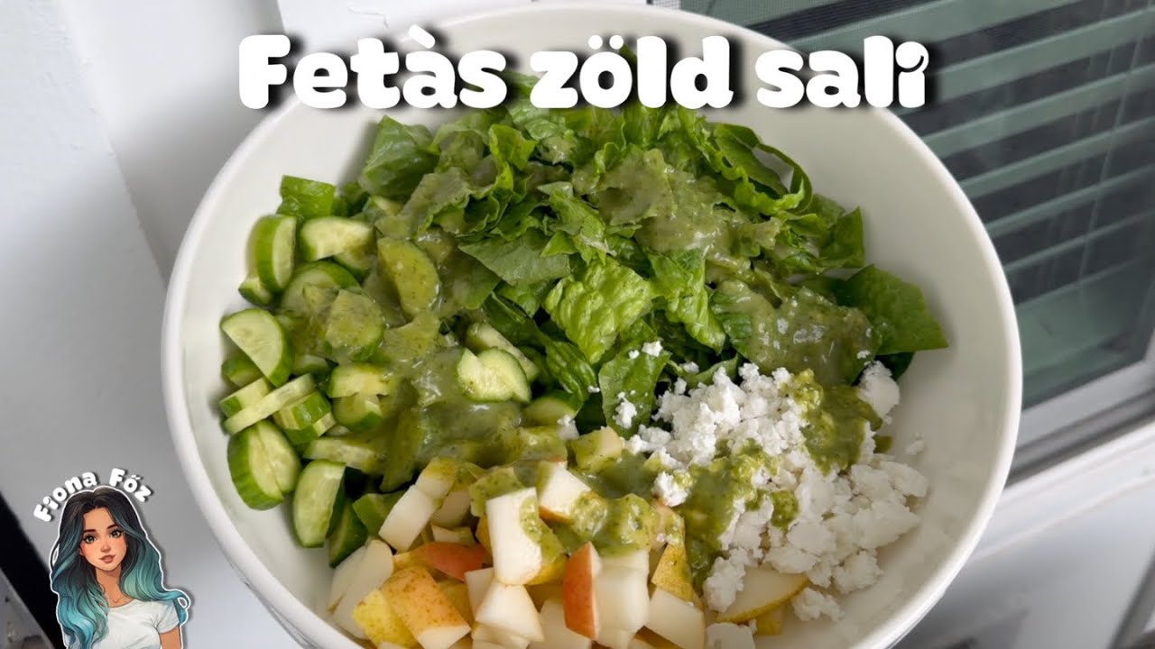 Feta és körte zöld frissítő saláta recept