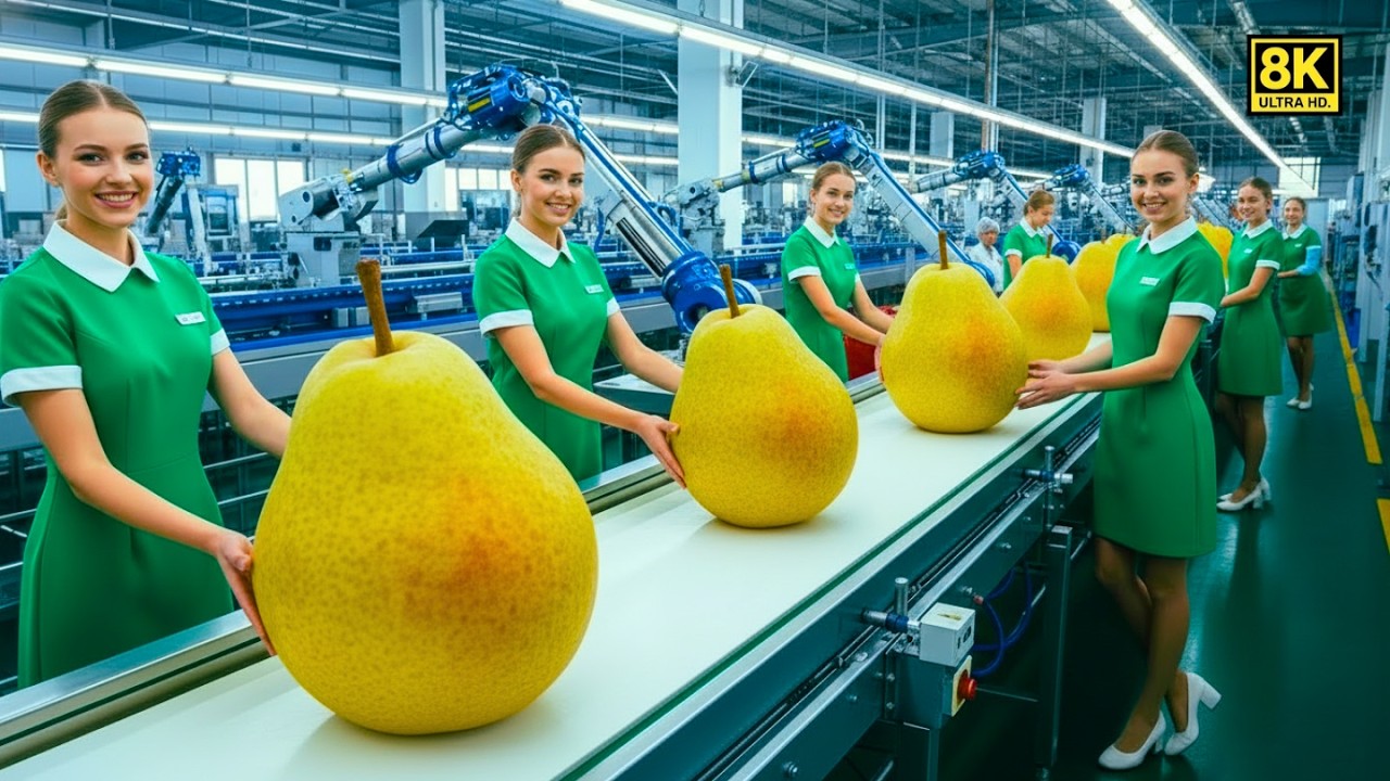 Inside a Modern Pear Processing Plant From Fresh Pears to Crystal-Clear Pear Juice-Mega Factory Tour