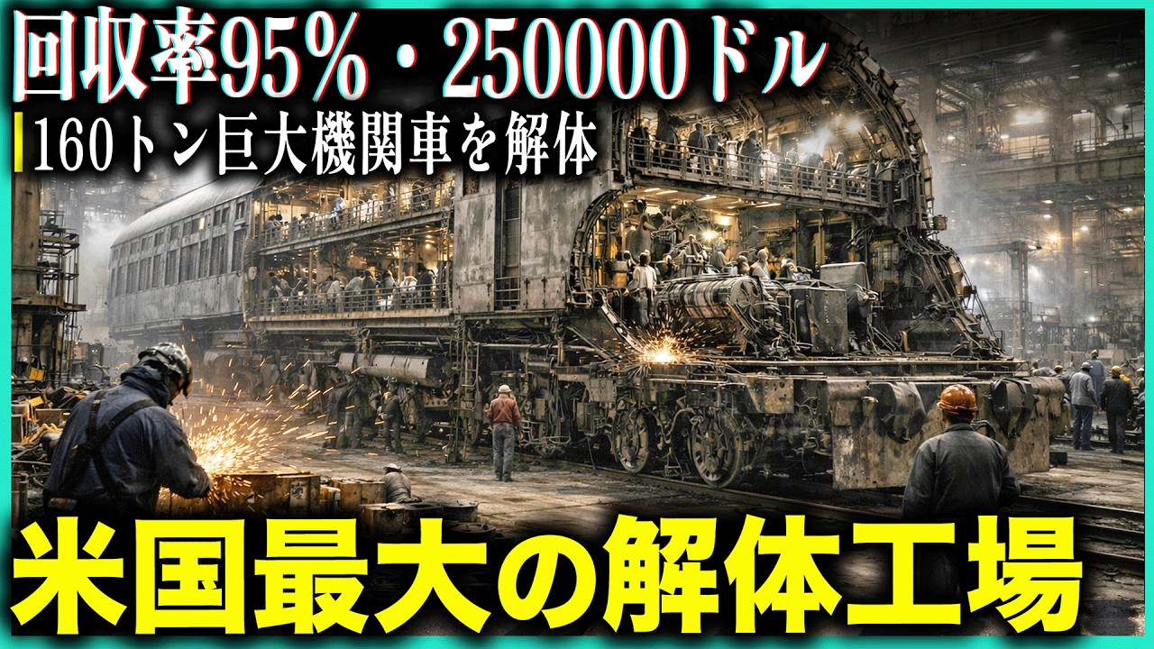 廃棄された巨大機関車の末路！160トンの廃列車・13000トンの廃戦艦・廃飛行機、驚異の解体リサイクル産業の全貌