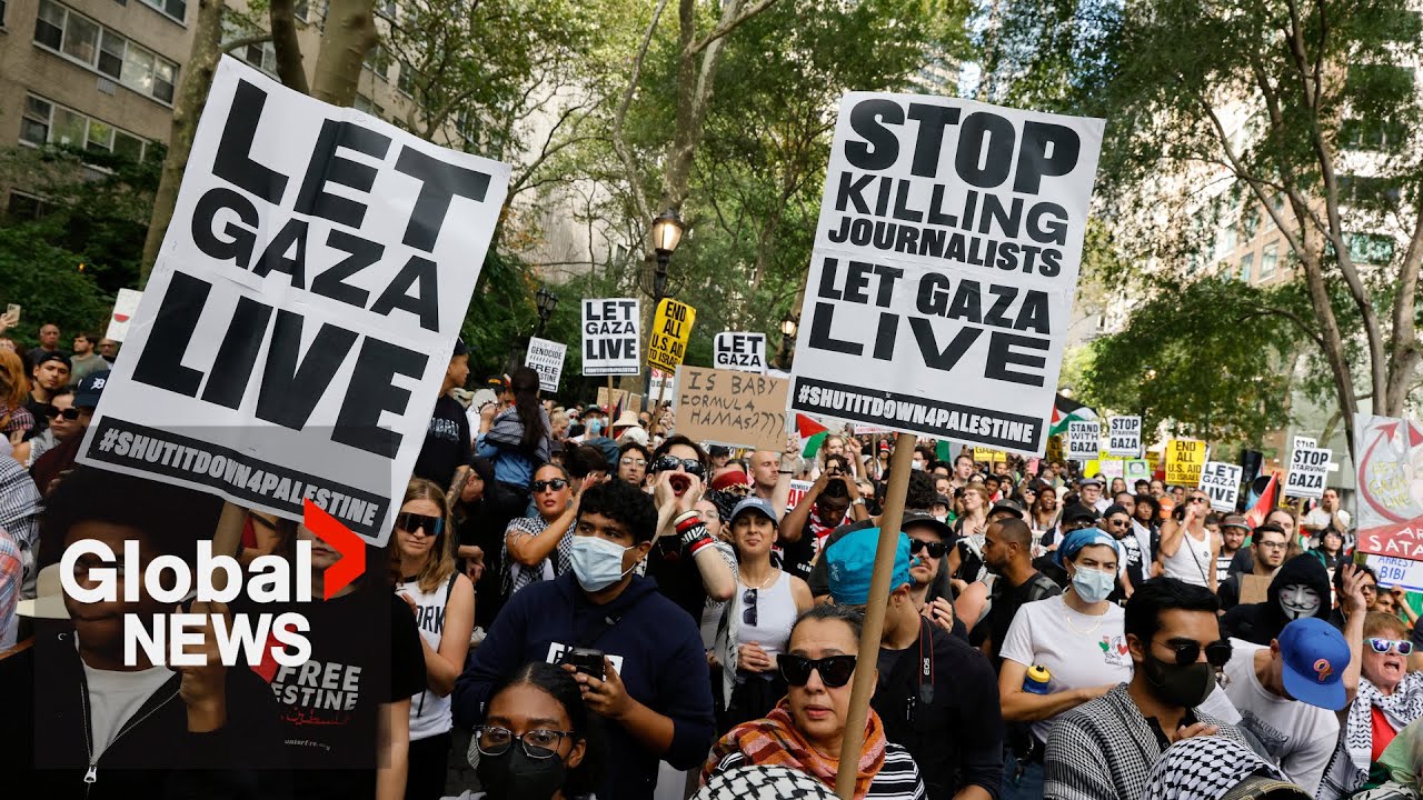 Thousands of protesters flood NYC streets as Netanyahu addresses UN
