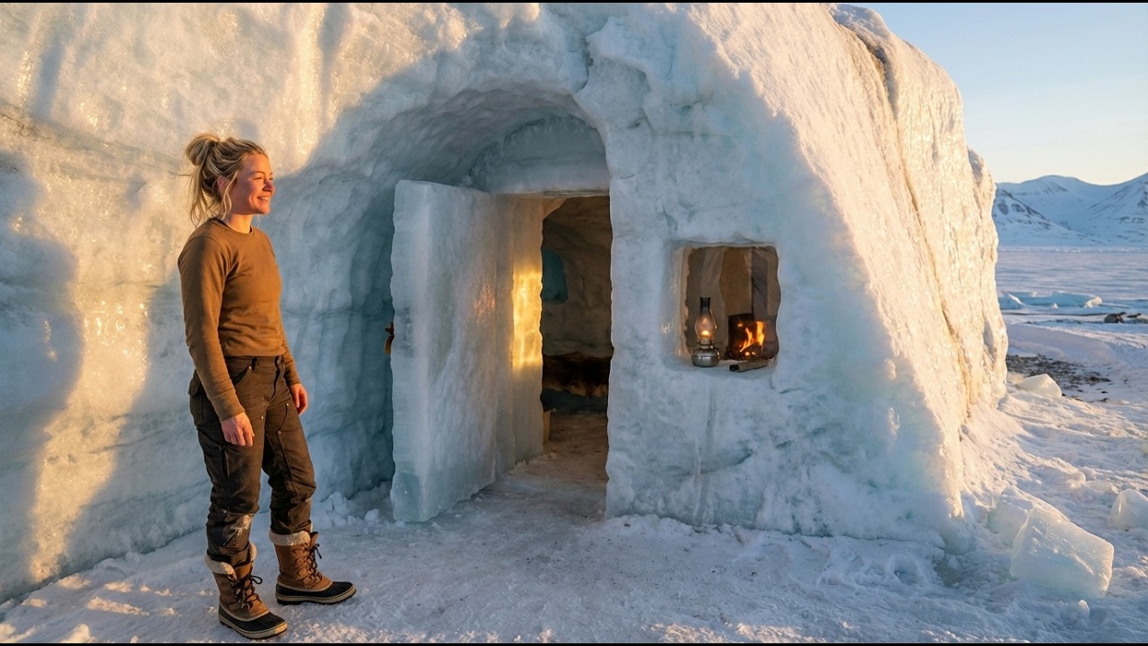 This Woman Builds ARCTIC UNDERGROUND BASE From RAW ICE Full Process ASMR