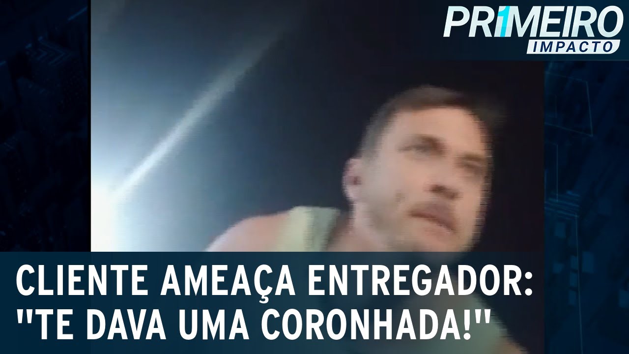 RJ: cliente descontrolado ameaça dar coronhada em entregador | Primeiro Impacto (21/03/23)