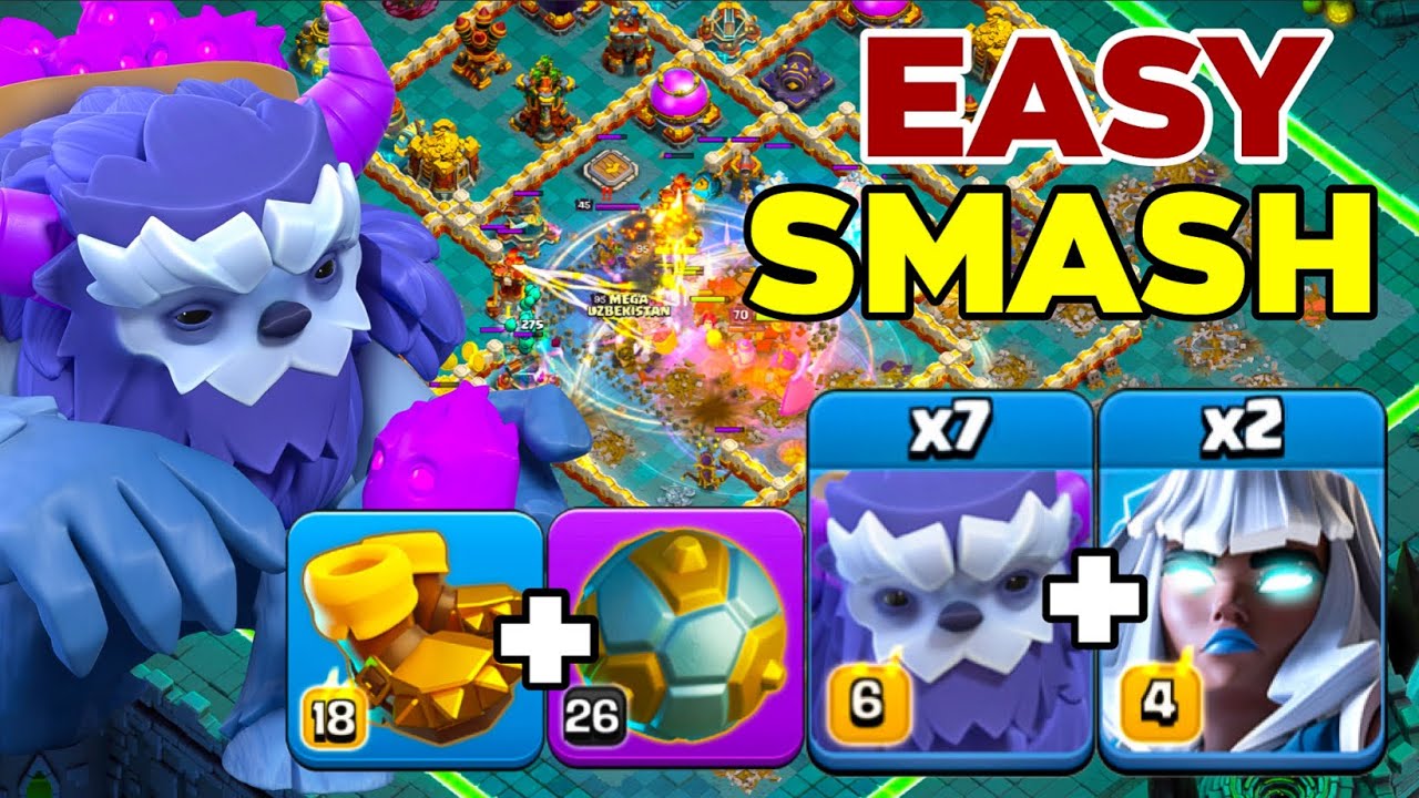 Simple Smash: TH16 Yeti & Electro Titan Wrecking Legend League Attacks! Clash of Clans