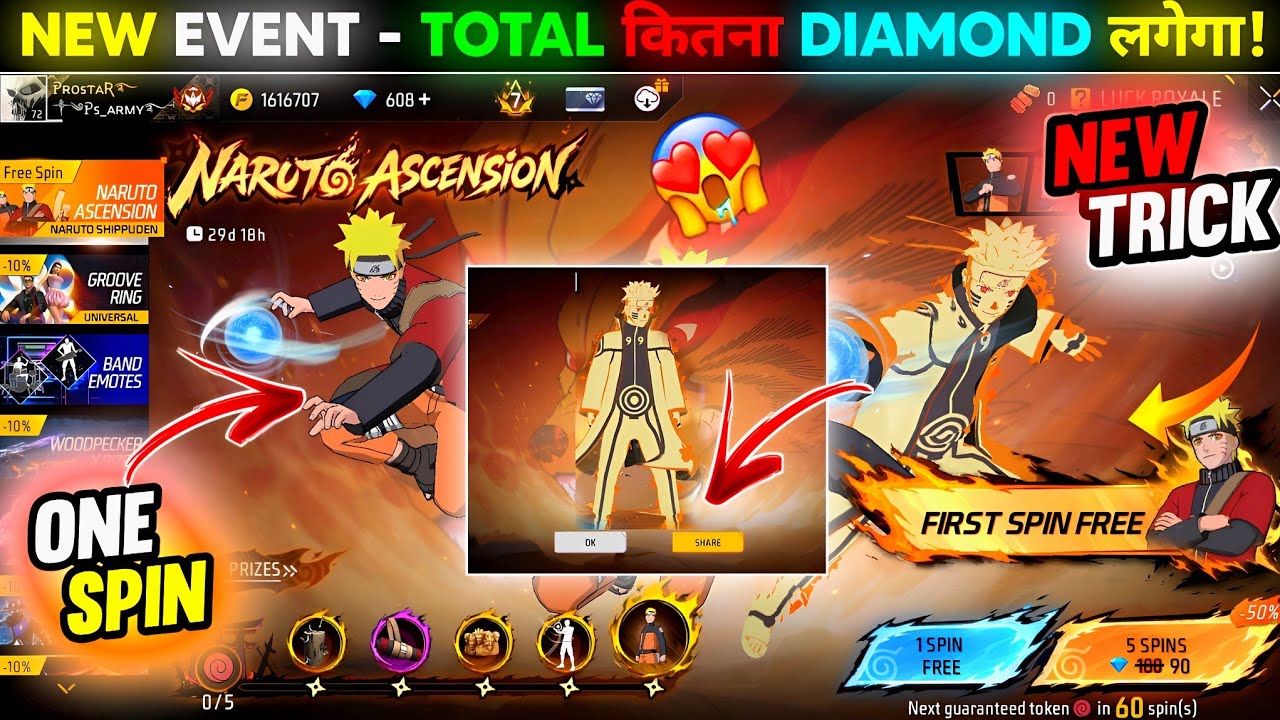 NEW Naruto Ascension EVENT Free Fire Spin😍| Free Fire New Event | FF New Event | New Event Today