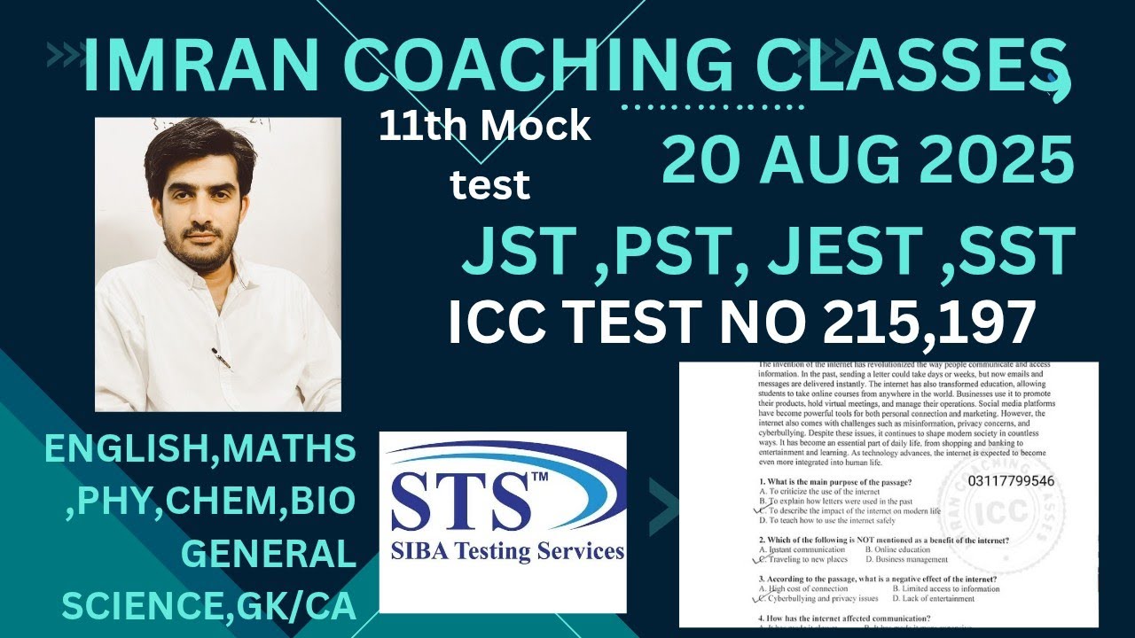 11th Mock Test || STS (IBA) || JST PST jest SST || 