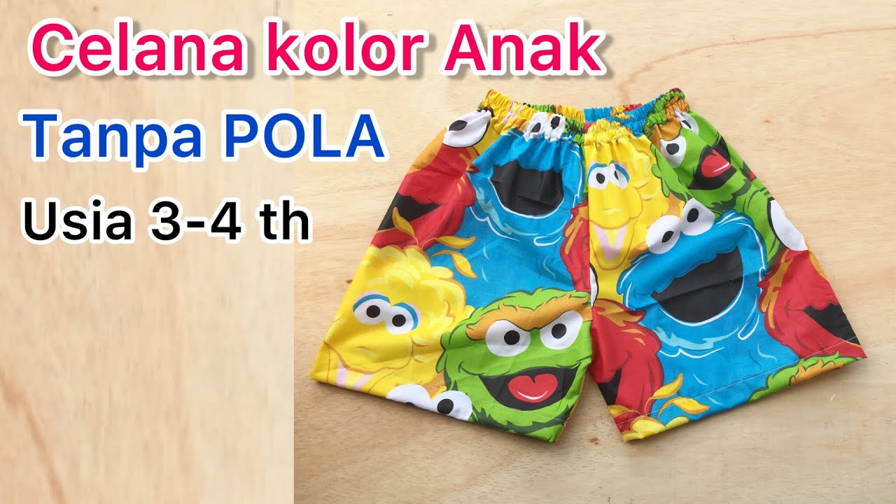 CARA MEMBUAT CELANA KOLOR ANAK/TANPA POLA/ 3-4th