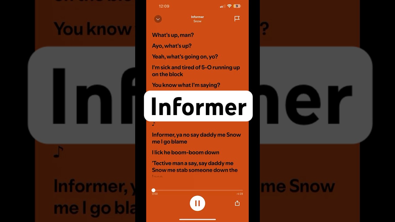 Informer by Snow- #lyrics #spotifyhits #informersnow #music #songs #informer #snow