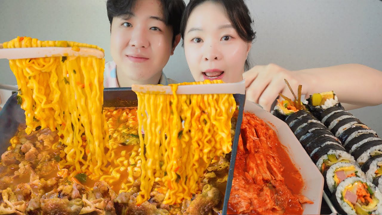 차돌 왕창 넣은🔥진짬뽕🔥라면 해장🍜 김밥+김치까지 완벽 해장 | Korean Ramen Kimbap Mukbang ASMR