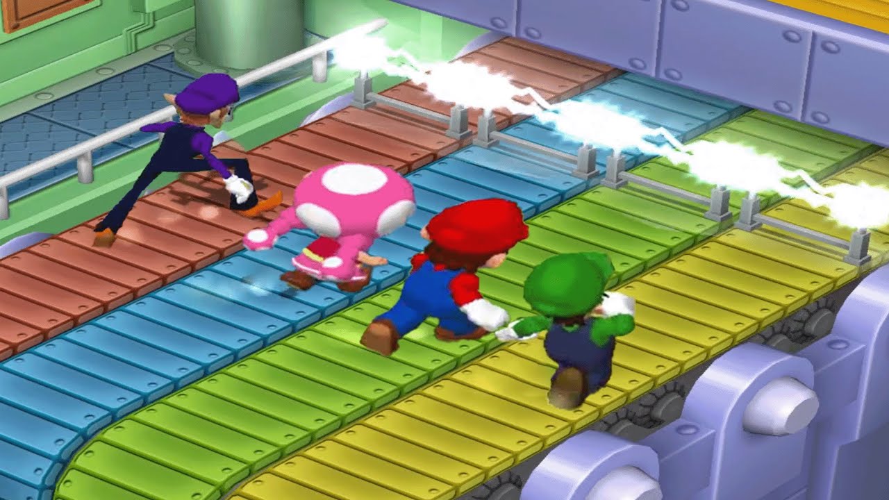 Mario Party 7 - Waluigi vs Mario vs Luigi vs Toadette - Neon Heights