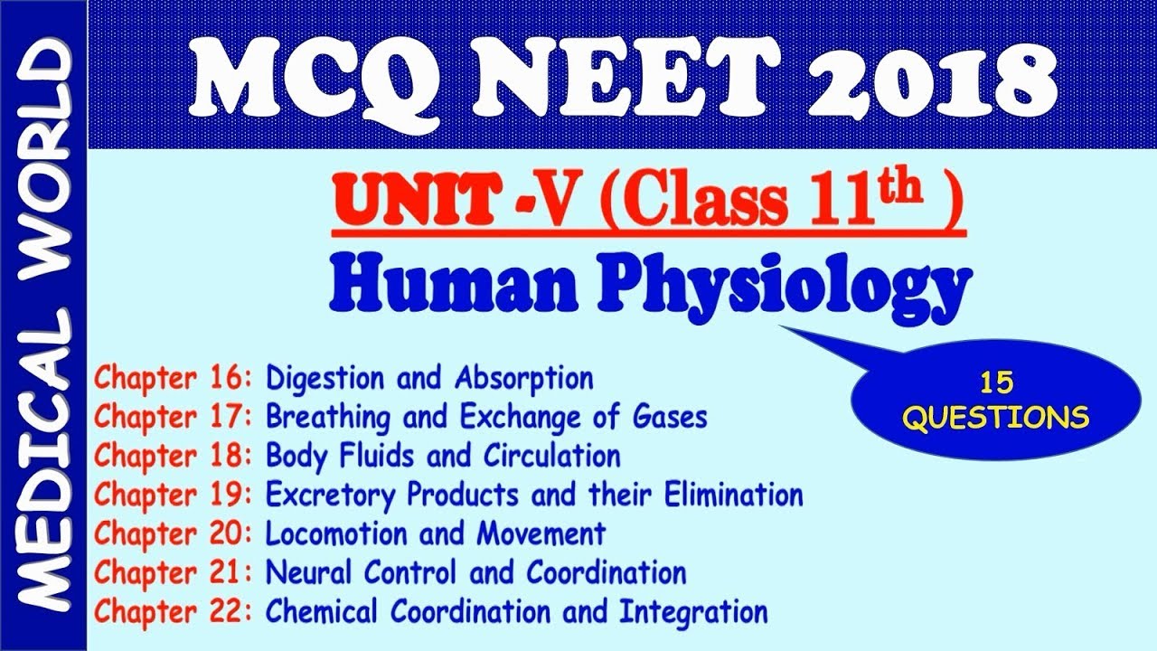 HUMAN PHYSIOLOGY MCQs WITH ANSWER | NEET MCQ 2018 | UNIT V | CLASS 11