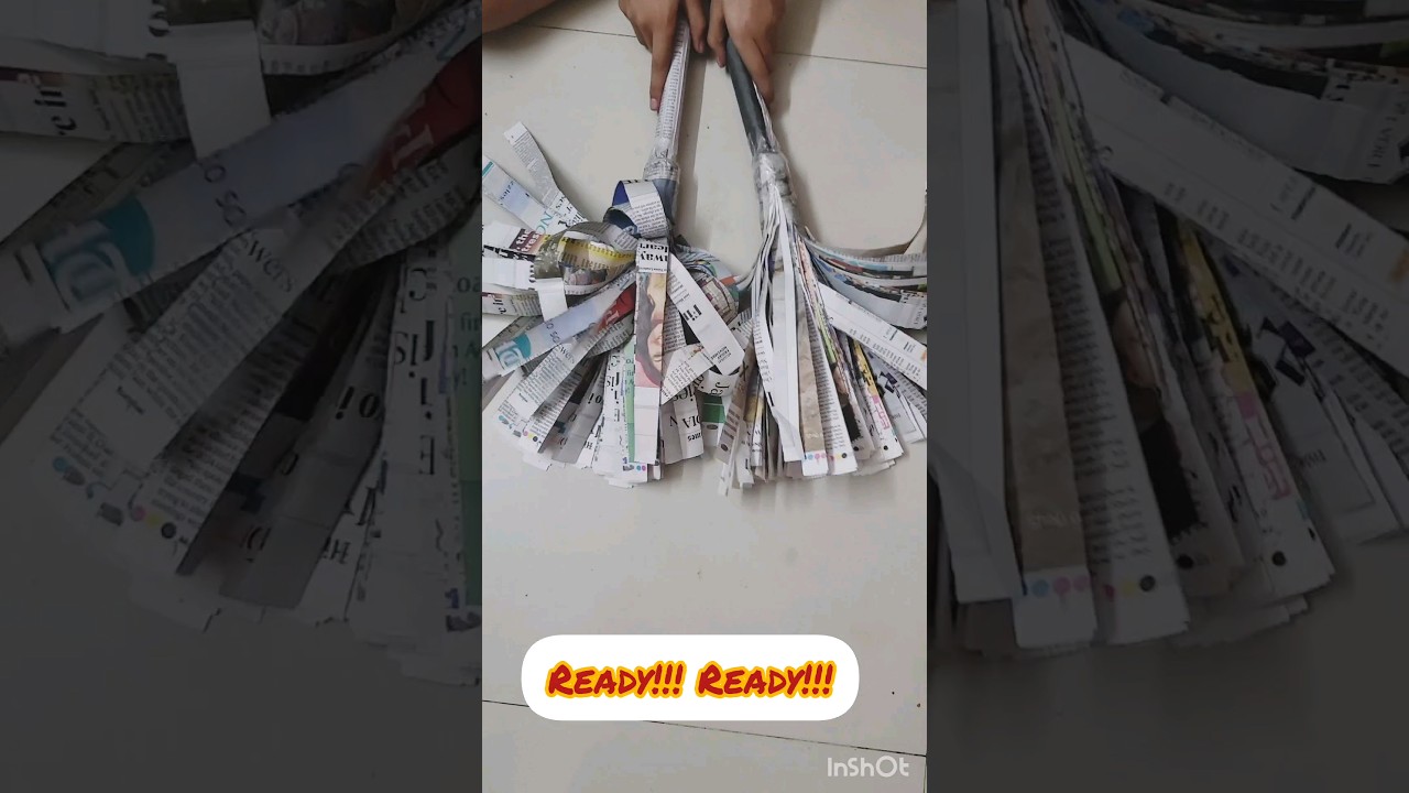 Newspaper pom pom🎉🎊 #pompom #newspaper #bestoutofwaste #party #school #projects #art #craft  #easy