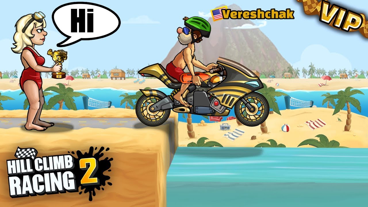 VIP Superbike on Beach 4879m Hill Climb Racing 2 World Record