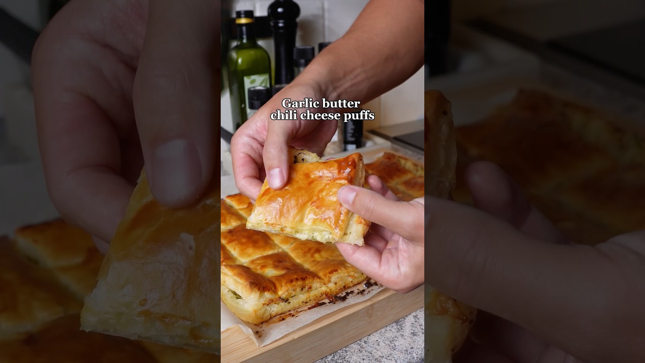 Garlic Butter Chili Cheese Puffs #food #asmr