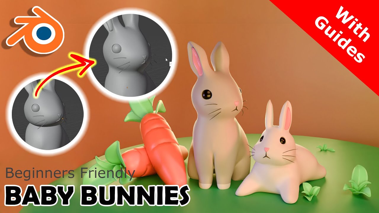 BUNNIES (With Guides) - BLENDER 3D MODELING 068