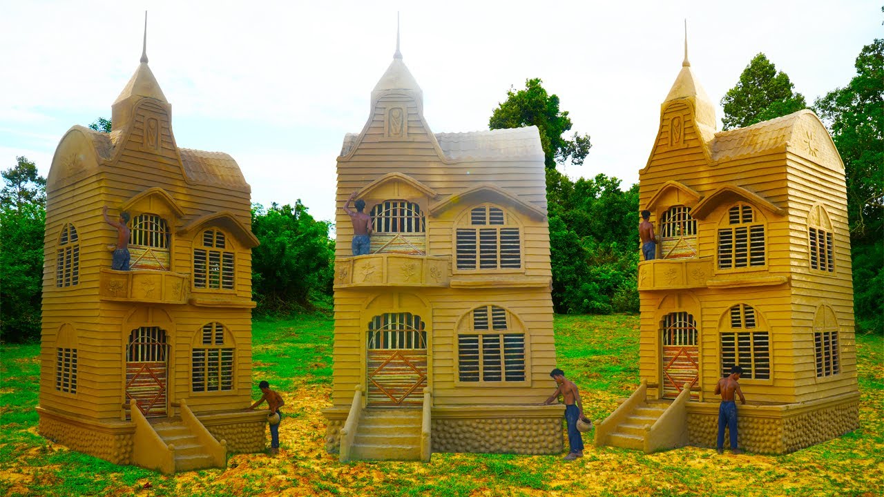 Build The Most Beautiful Mud Resort Palace In The Traditional Way [Full Video]
