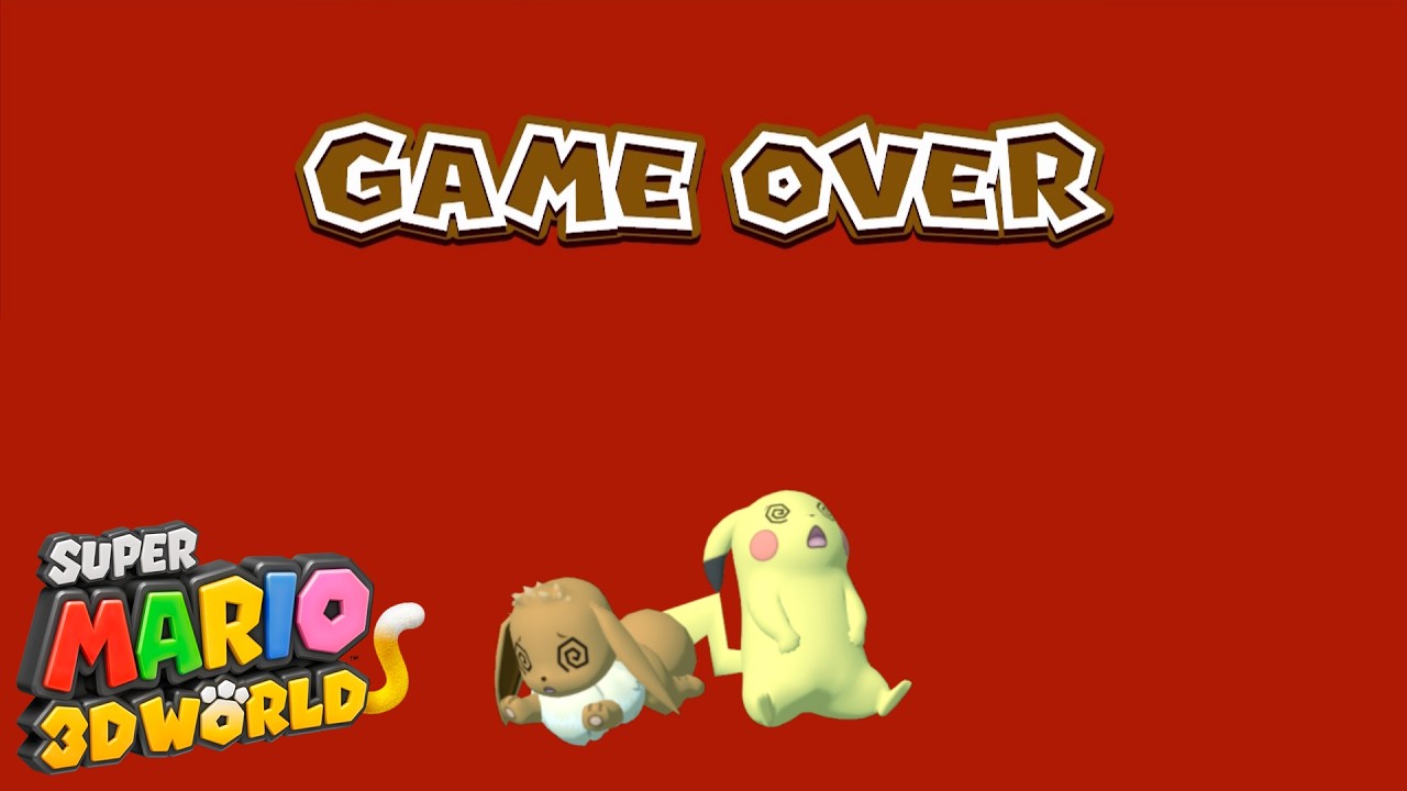 Eevee + Pikachu Game Over - Super Mario 3D World || Pokemon x Mario Animation