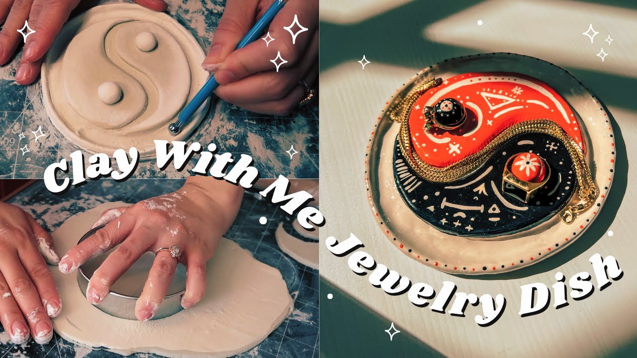 Making a Yin Yang Jewelry Dish from Air Dry Clay | Relaxing Sculpt with Me
