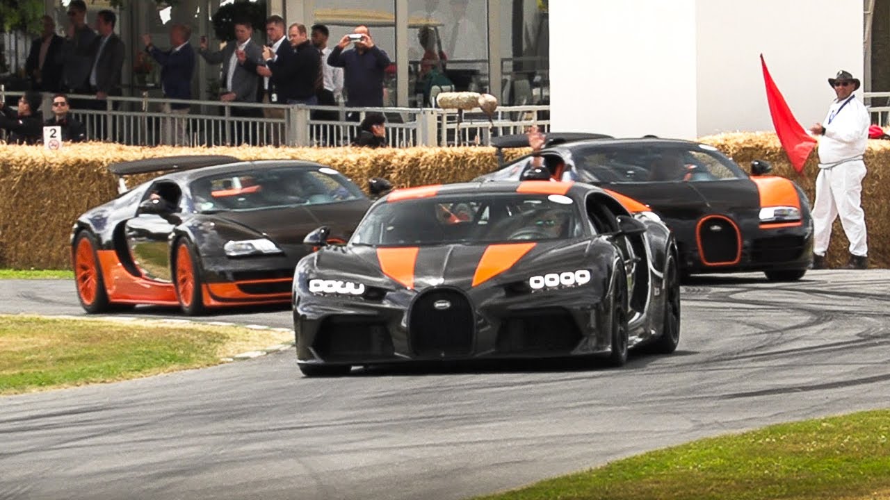 Bugatti World Record Cars at Festival of Speed: Veyron Super Sport, Vitesse WRC, Chiron 300+!