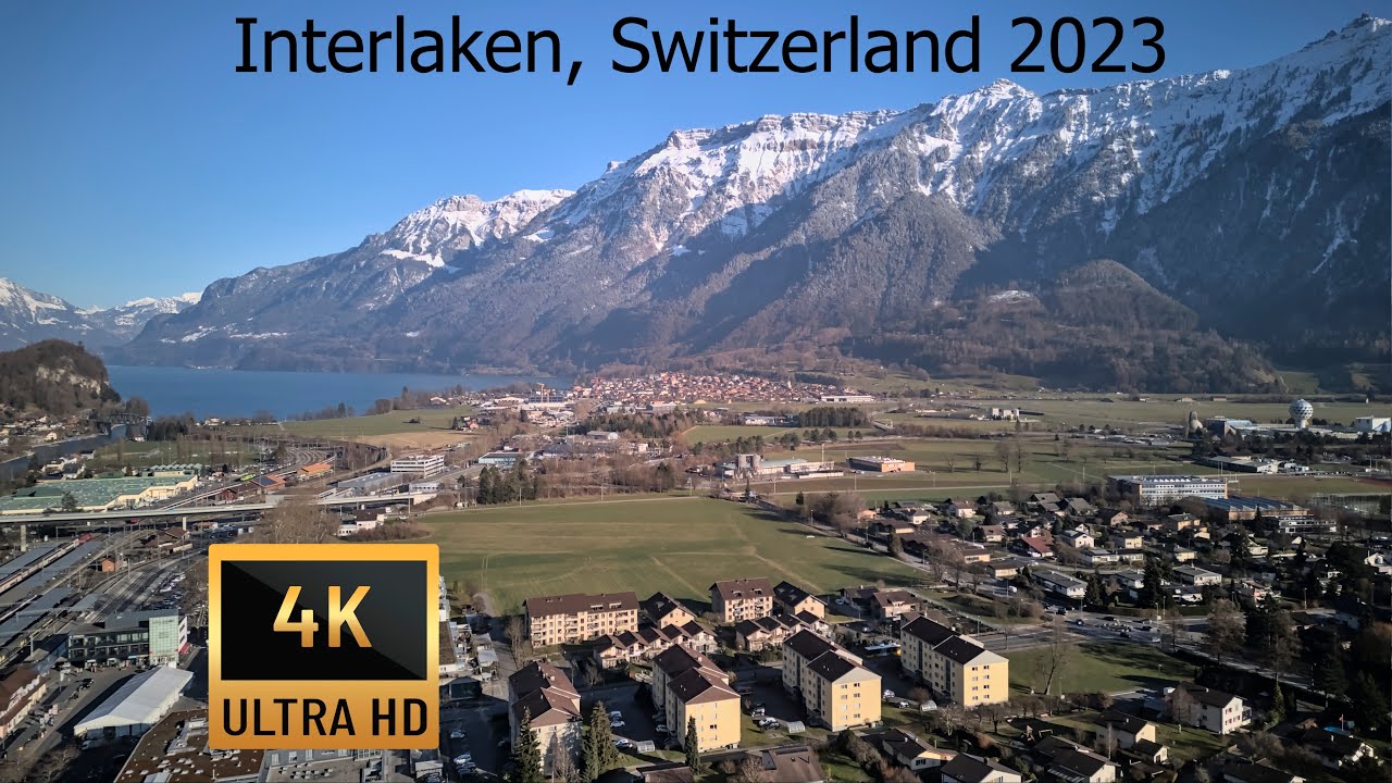Interlaken, Switzerland 2023, 4K Aerial Drone Stock Footage, Mini 3 Pro