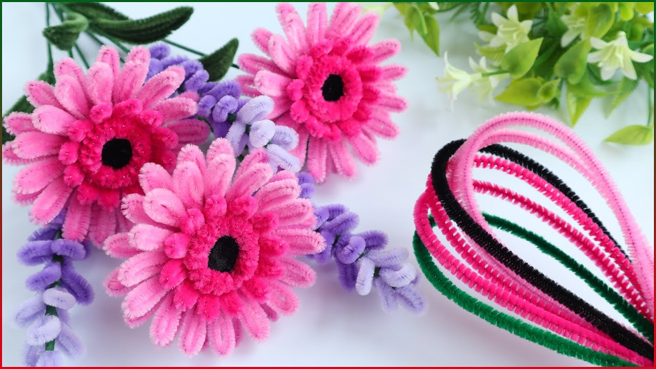 🌺Цветы Герберы своими руками из синельной проволоки/Pipe Cleaner Flowers DIY
