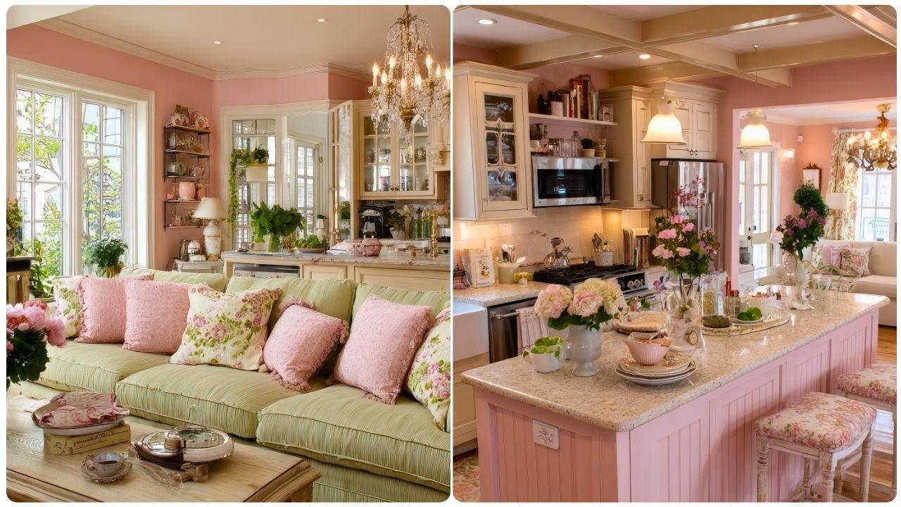 Small Cottage Kitchen Decorating Ideas | Romantic Pink Shabby Chic Style on a Budget