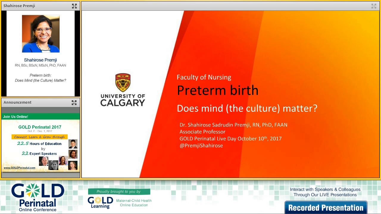 Interview with Shahirose Premji for our 2017 GOLD Perinatal Online Conference