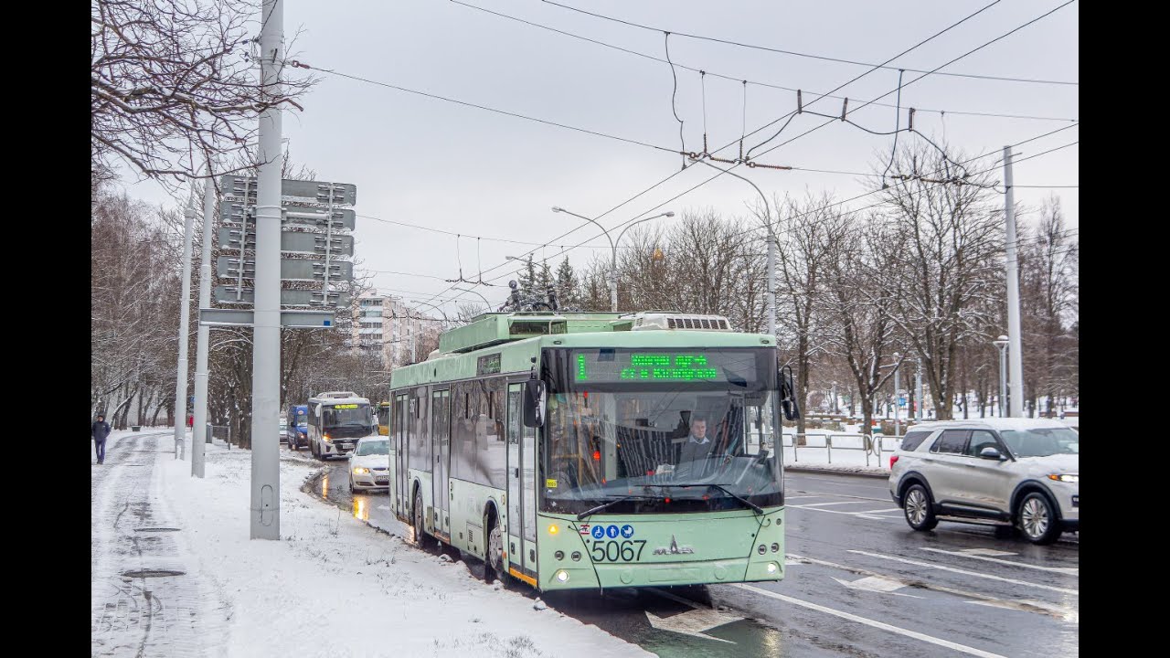 Минск.Поездка на троллейбусе №1 метро Московская -  Зелёный луг-6
