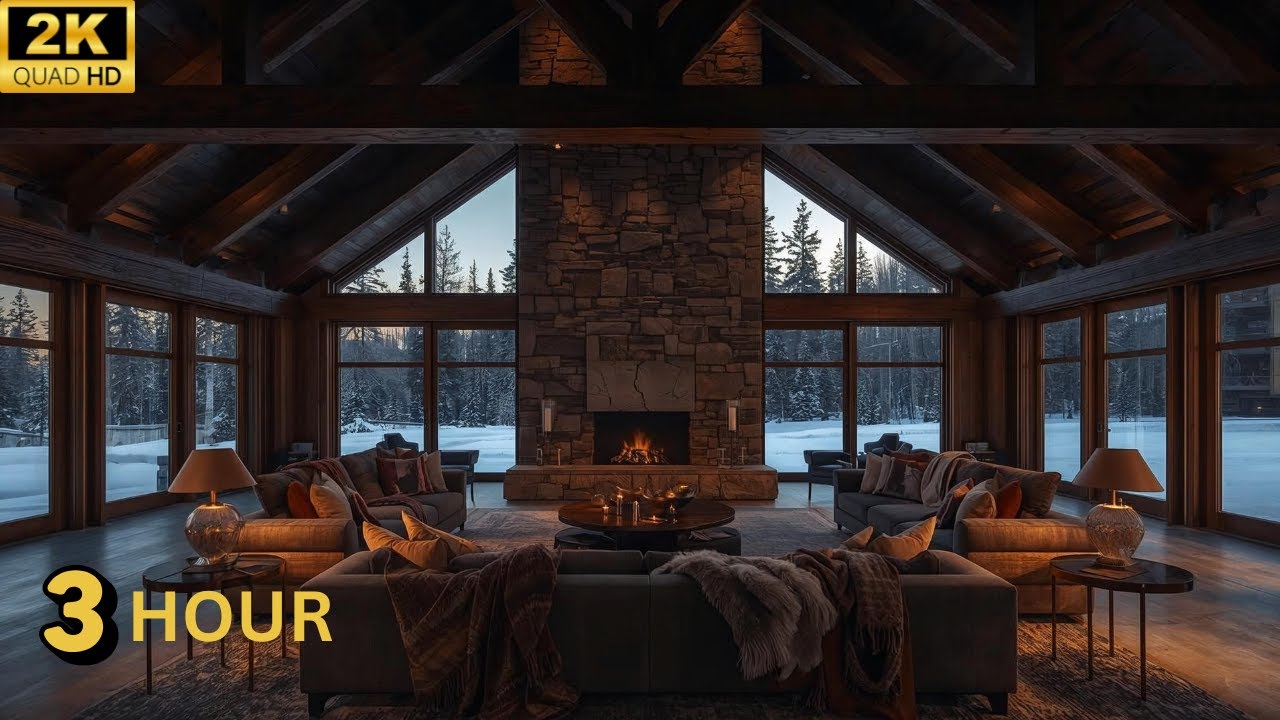 You’re Resting in a Grand Mountain Cabin as Snow Falls Outside 🔥❄️