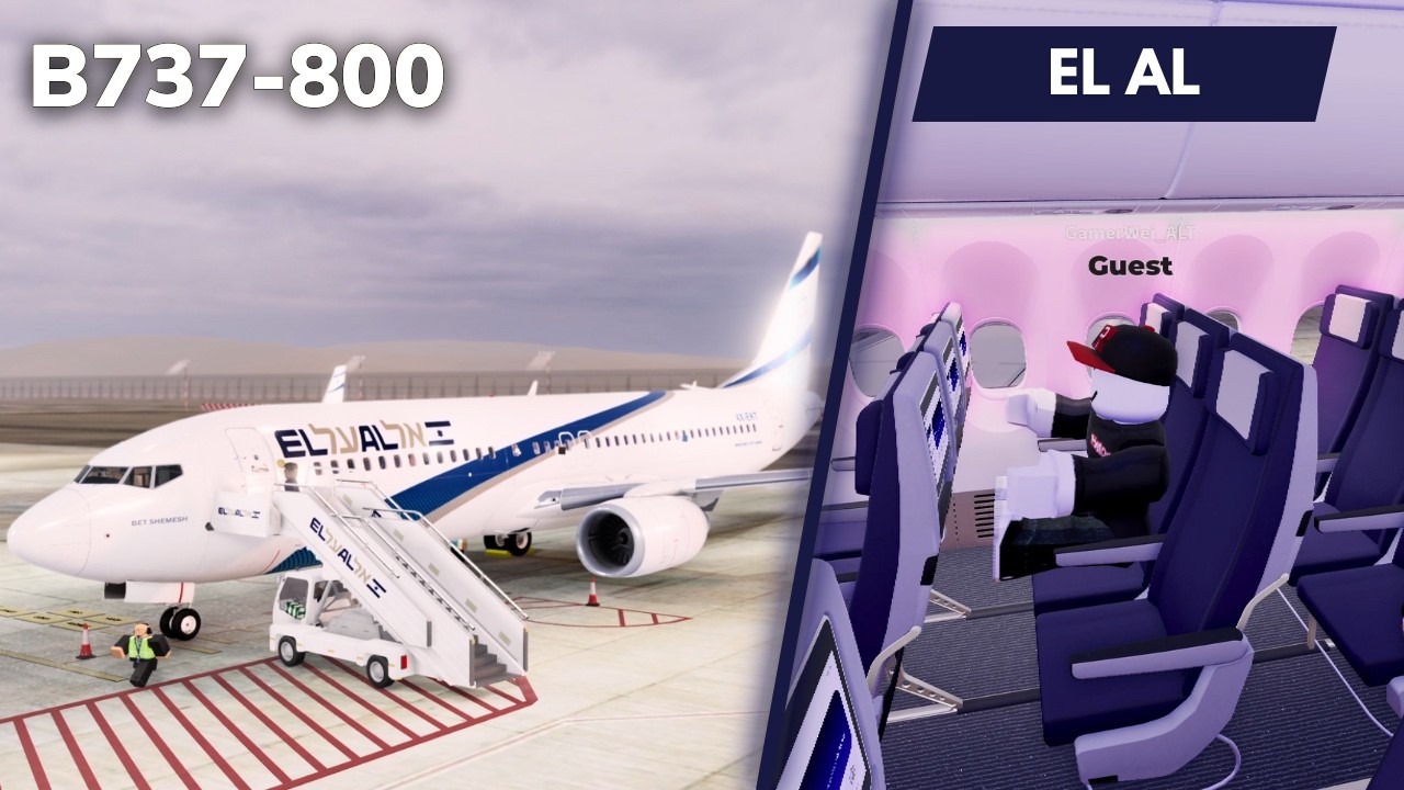 ROBLOX Airline Review: EL AL B737-800 Economy Class | Virtual Flight Simulator Roleplay
