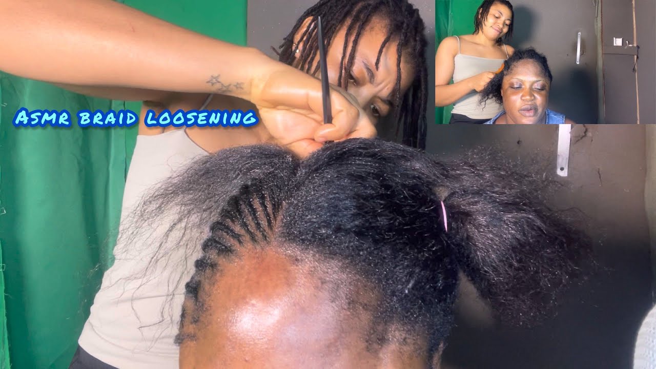 ASMR✨my neighbour takes down my braids with double gum cracking.