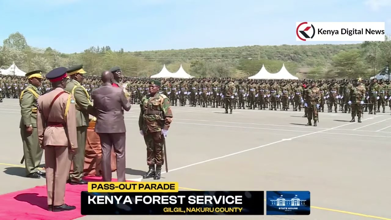 President Ruto awards Kenya Forest Service recruits during their pass-out parade in Gilgil!!