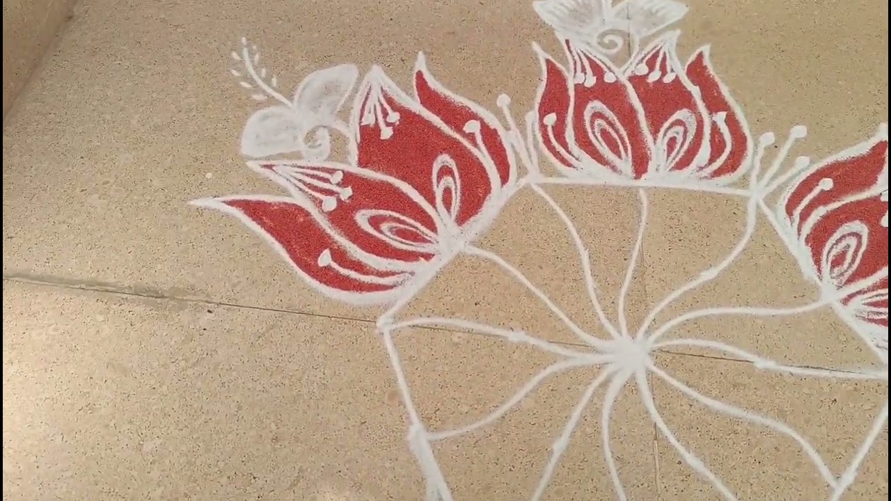 🌺🌺New flower rangoli design 🌺🌺#rangoli #rangolidesigns #art #muggulu# kolam