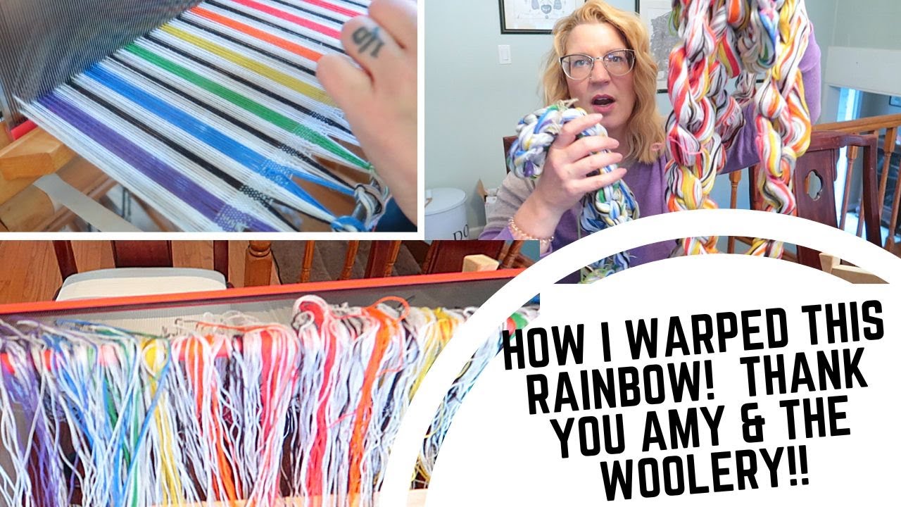 Warping my Floor Loom W/a New Method I Learned from The Woolery! Weaving Rainbow Towels, Tabby/Twill