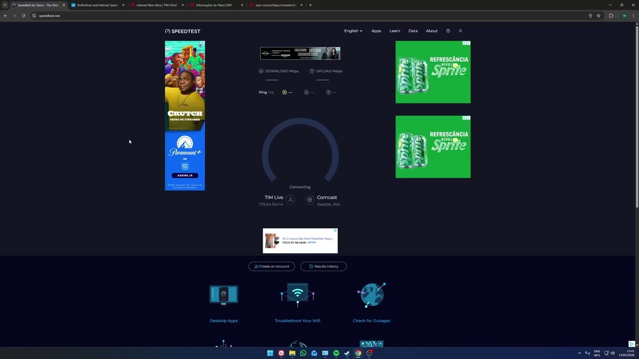Teste de Internet: Tim Ultrafibra 2GB