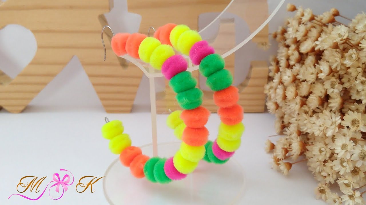 Brinco Argola com Pompom Carnaval/Fácil Diy Ribbon Bow - @kakamagalhaesmk