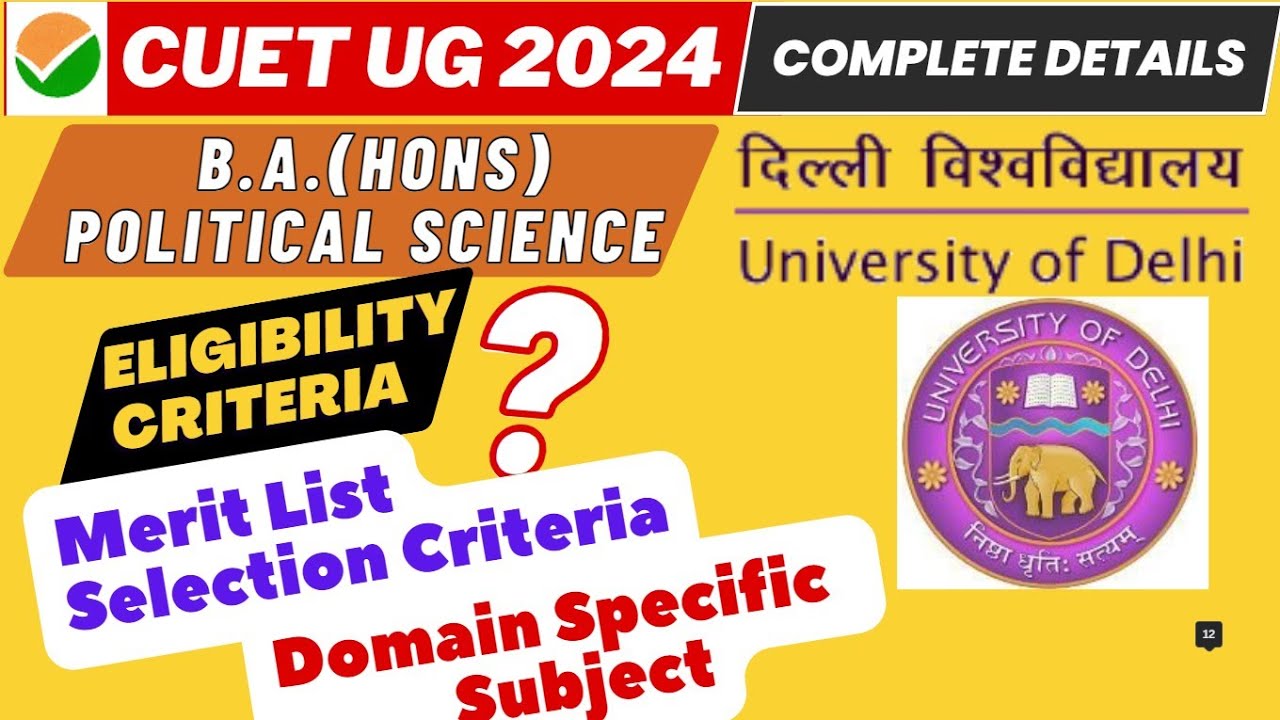 Delhi University BA(Hons) Political Science Admission Process 2024 |Eligibility| CUET Syllabus 2024