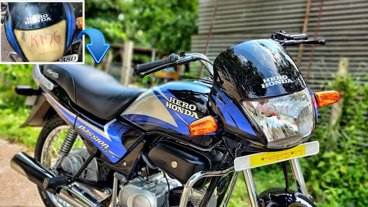 Hero Honda Passion Plus Black & Blue Glassy Finish Complete Restoration | PaintingFromCm |4k Video.