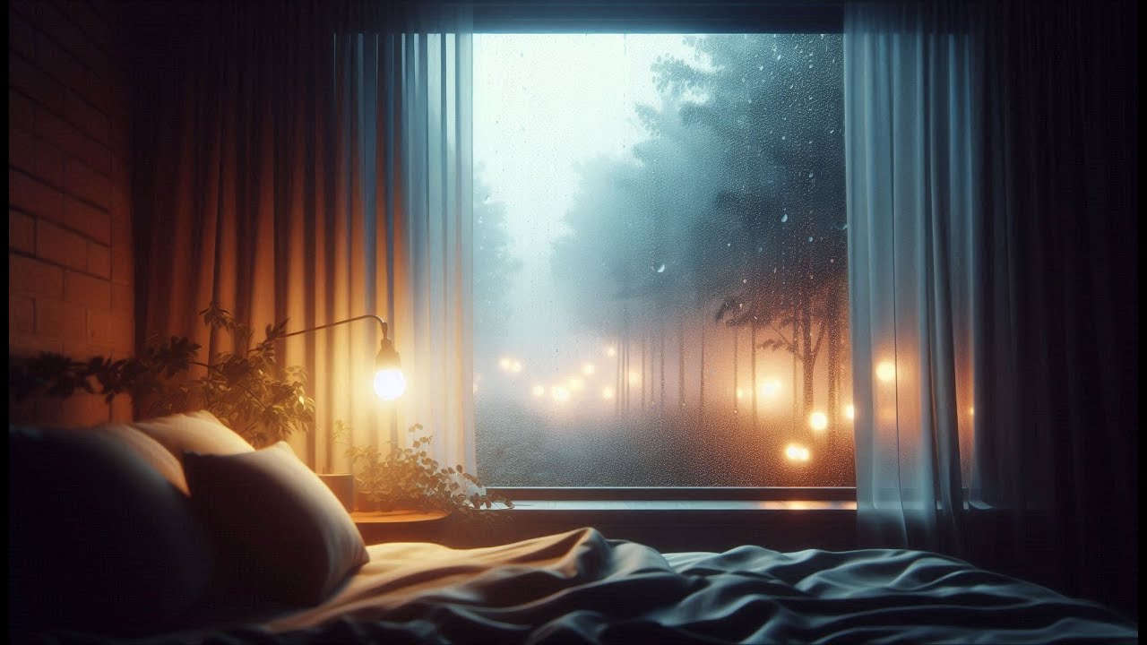 1 Hour Relaxing Rain on Foggy Window ⛈️ Rain Sounds for Deep Sleep