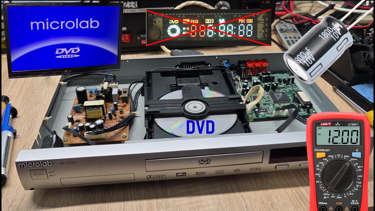 NAJDZIWNIEJSZA USTERKA DVD! - wyświetlacz i zasilacz naprawa Microlab GK-3100