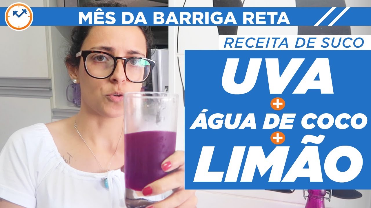 🍇  RECEITA DE SUCO SAUDÁVEL: UVA, LIMÃO E ÁGUA DE COCO 🍋 | #MêsDaBarrigaReta | Suco para Desinchar
