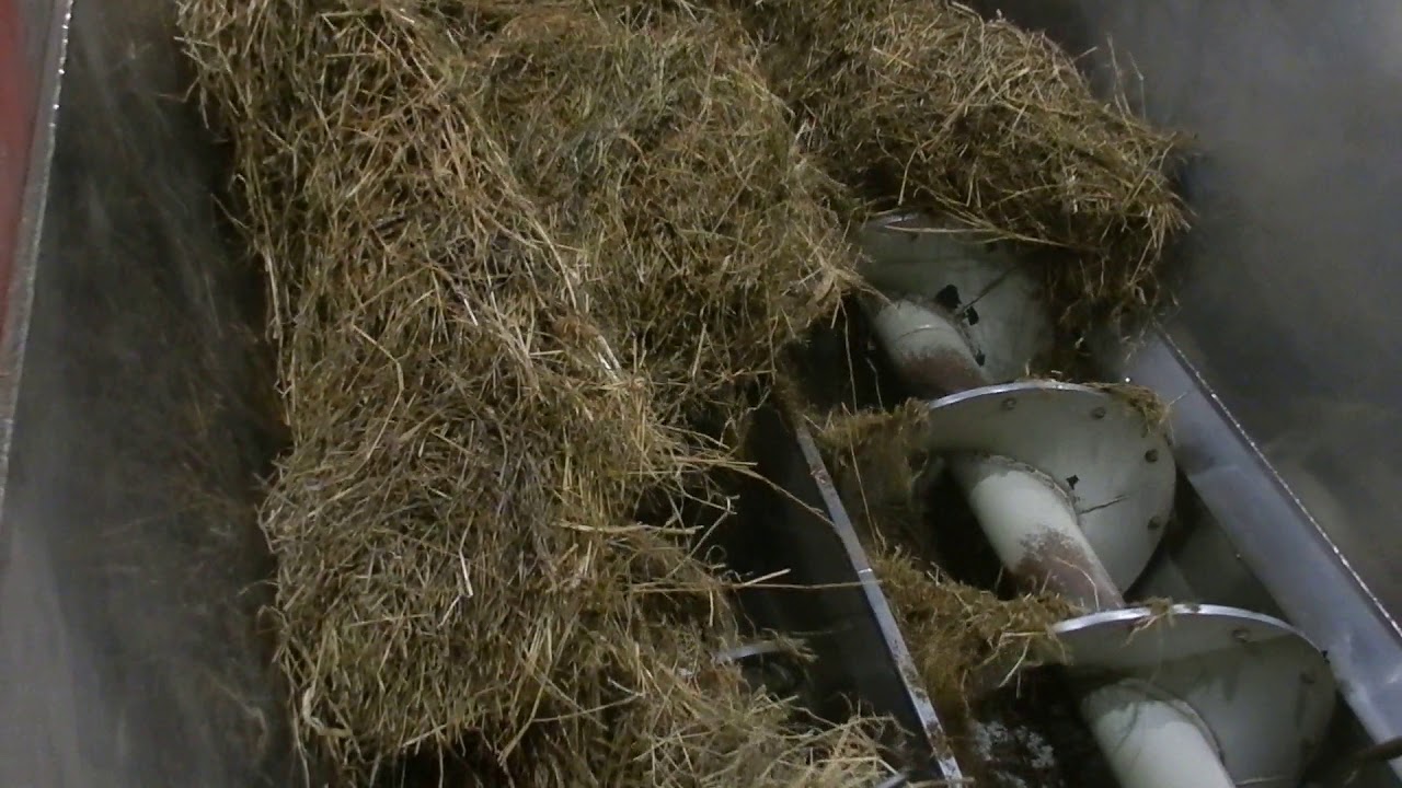 Hay in mixer