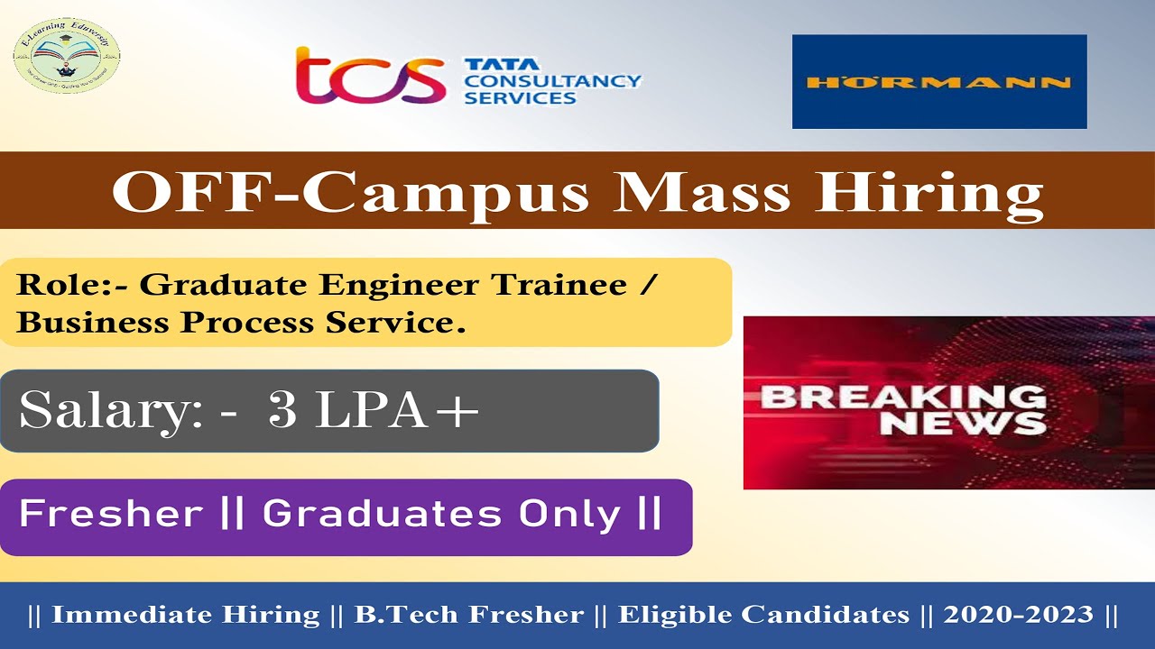 TCS Mega Hiring Finally Started || TCS and Shakti Hormann Hiring || Freshers Job || 2020-2023 Batch