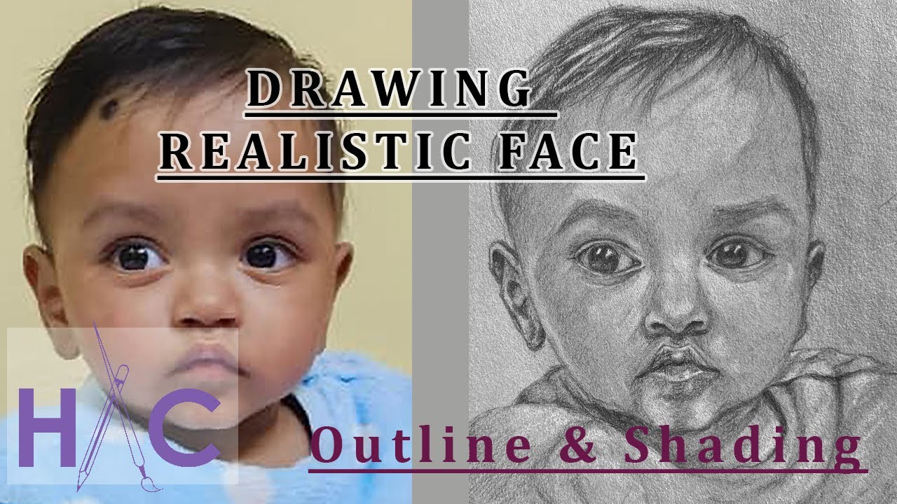 Drawing Realistic Face with Free Hand Method - Outline & Shading