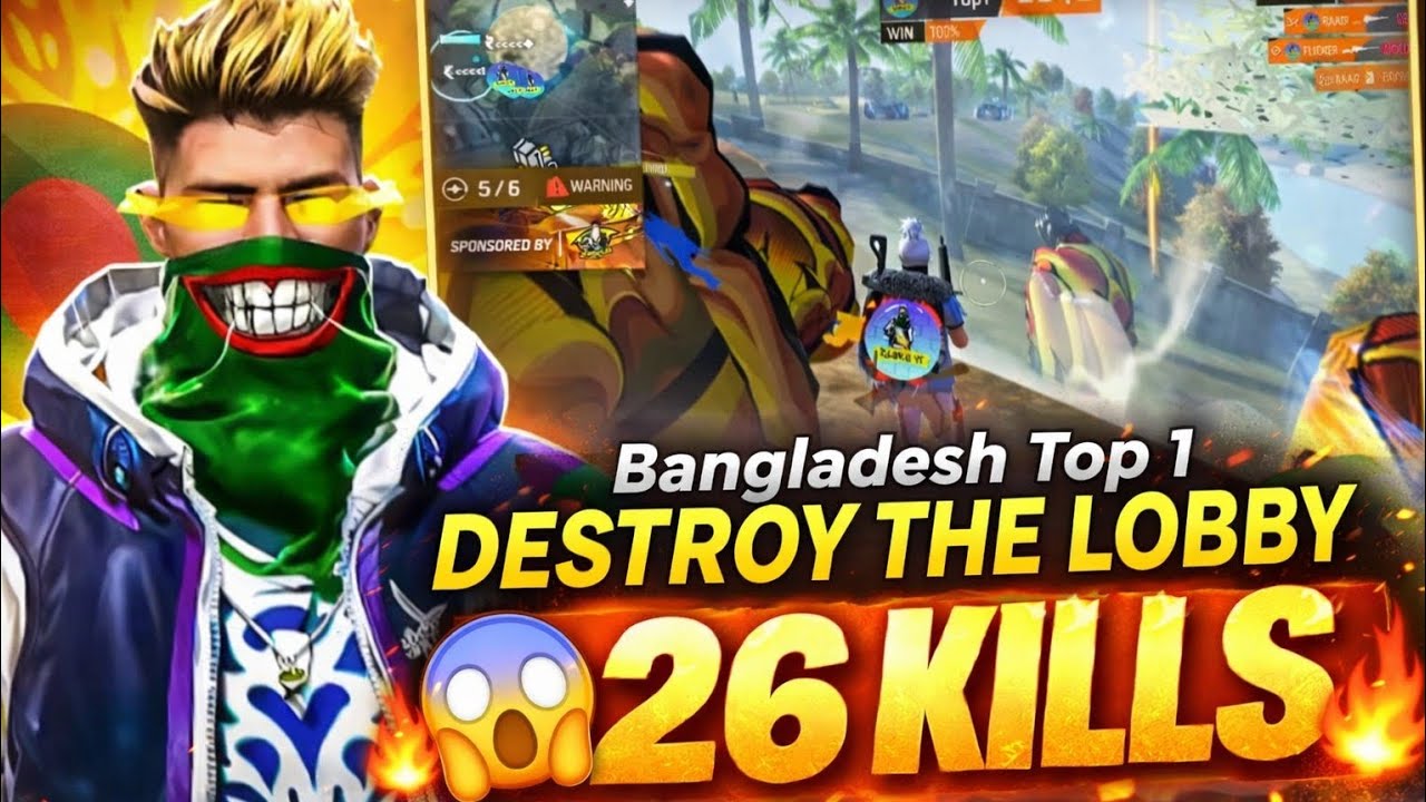 Bangladesh TOP 1 DESTROY THE LOBBY 😱 | 26 KILLS | Free Fire Pro Gameplay 🇧🇩🔥