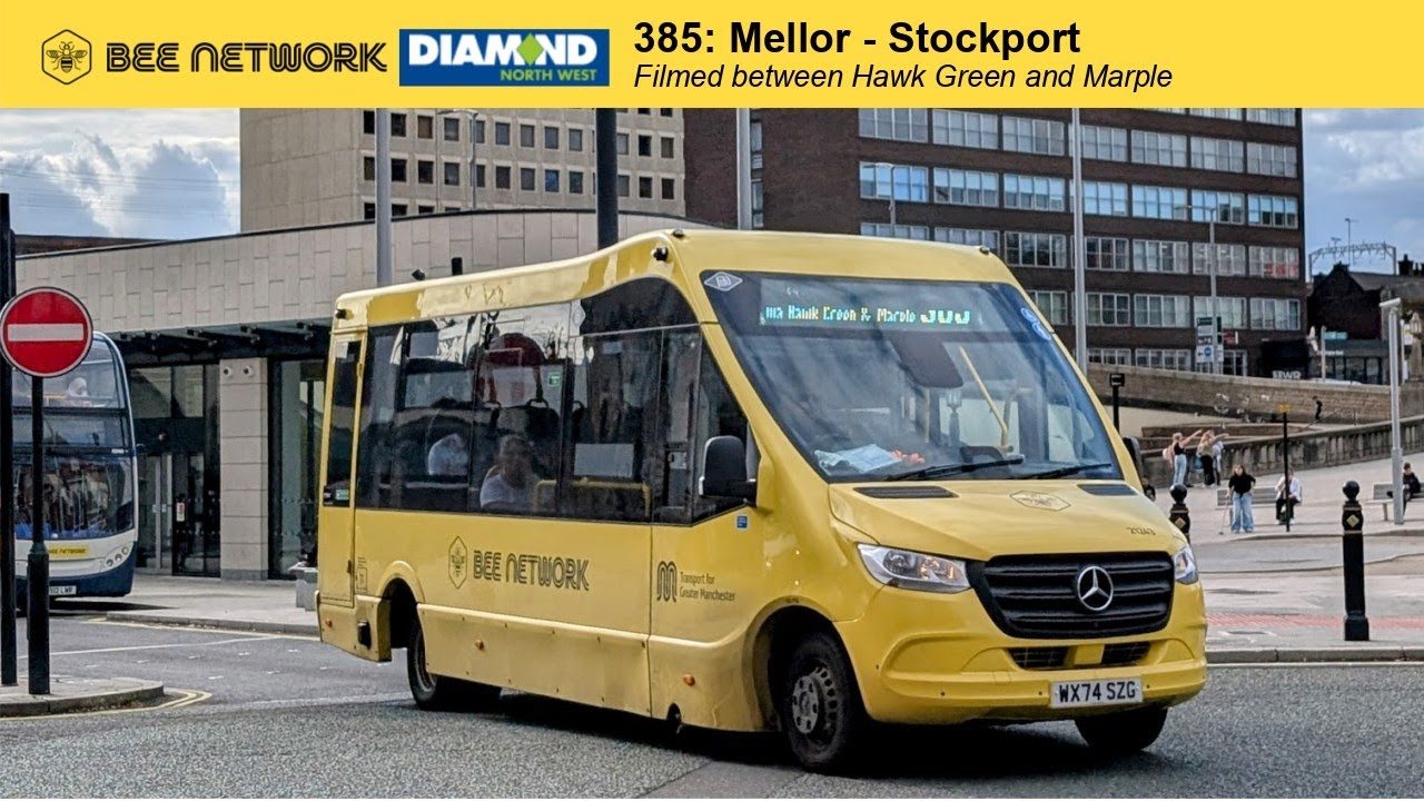 Dodgy suspension 🤒 Bee Network - Diamond Bus NW 385 service between Hawk Green and Marple