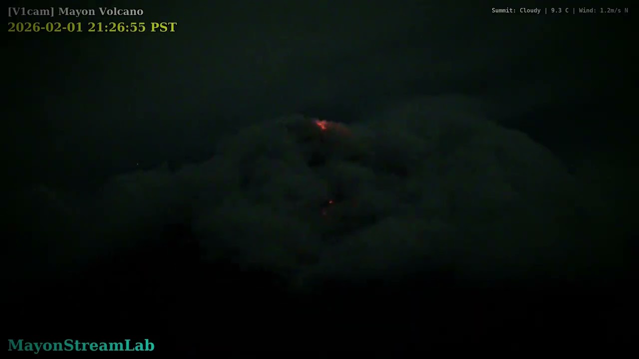 Cloudy Night at Mayon Volcano: 4-Hour Timelapse [60x Speed] – February 1, 2026