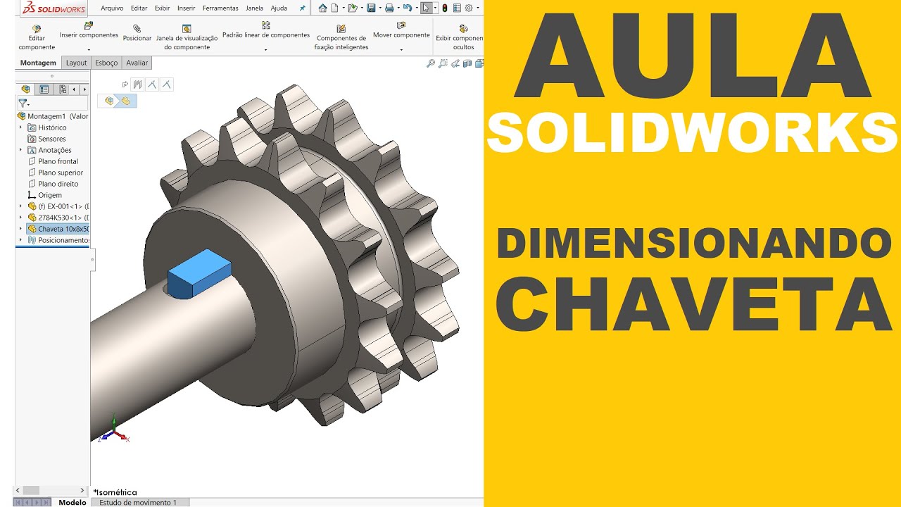 AULA | FORMA SIMPLES DE DIMENSIONAR UMA CHAVETA #solidworks