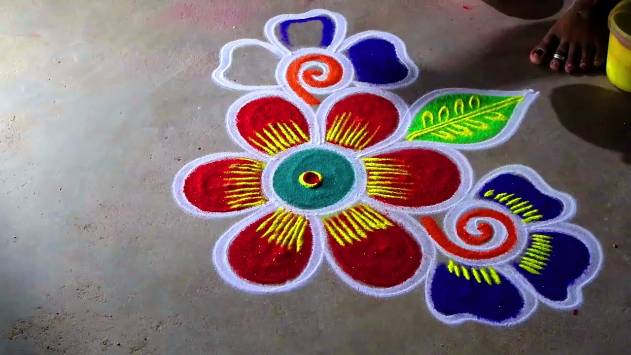Diwali Special Rangoli 🌻3*2 flower Design deepavali  Festival🌻traditional diya pandaga muggulu