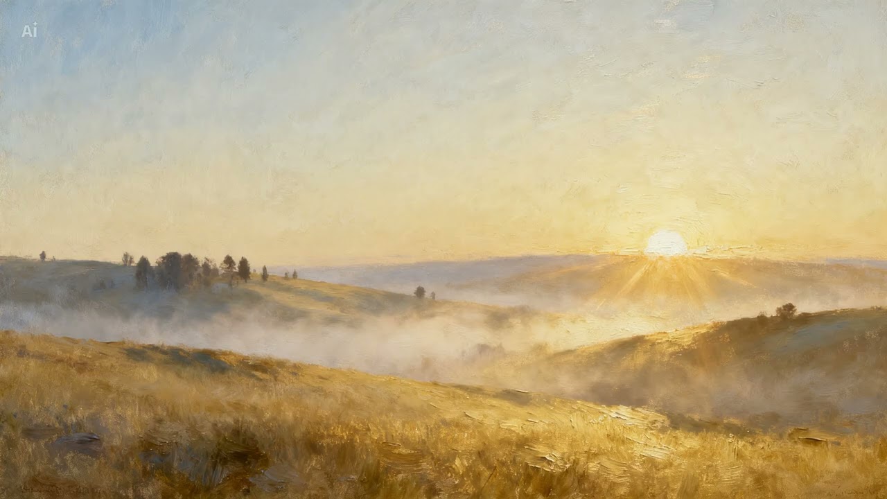 4K Oil Painting Sunrise Meditation | Relaxing Art Screen Saver for Sleep & Deep Focus