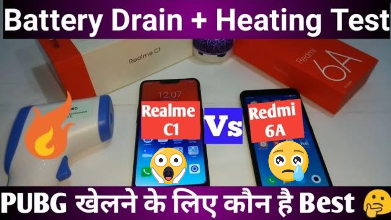 Realme c1 Vs Redmi 6A PUBG Gaming comparison | Battery Drain and Heating Test |